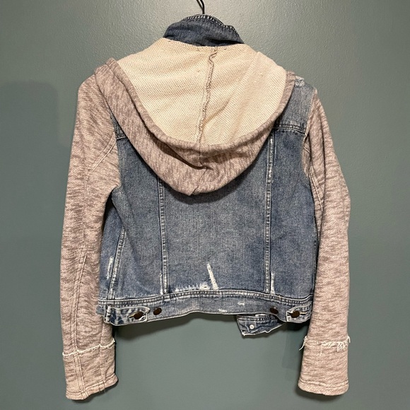 Free People Blue Hooded Distressed Denim Jean Jacket - Picture 4 of 4